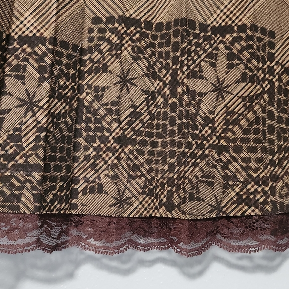 Anthropologie Tapemeasure Floral Lace Pleated Plaid Midi Skirt Size 6 Academia - Picture 3 of 12